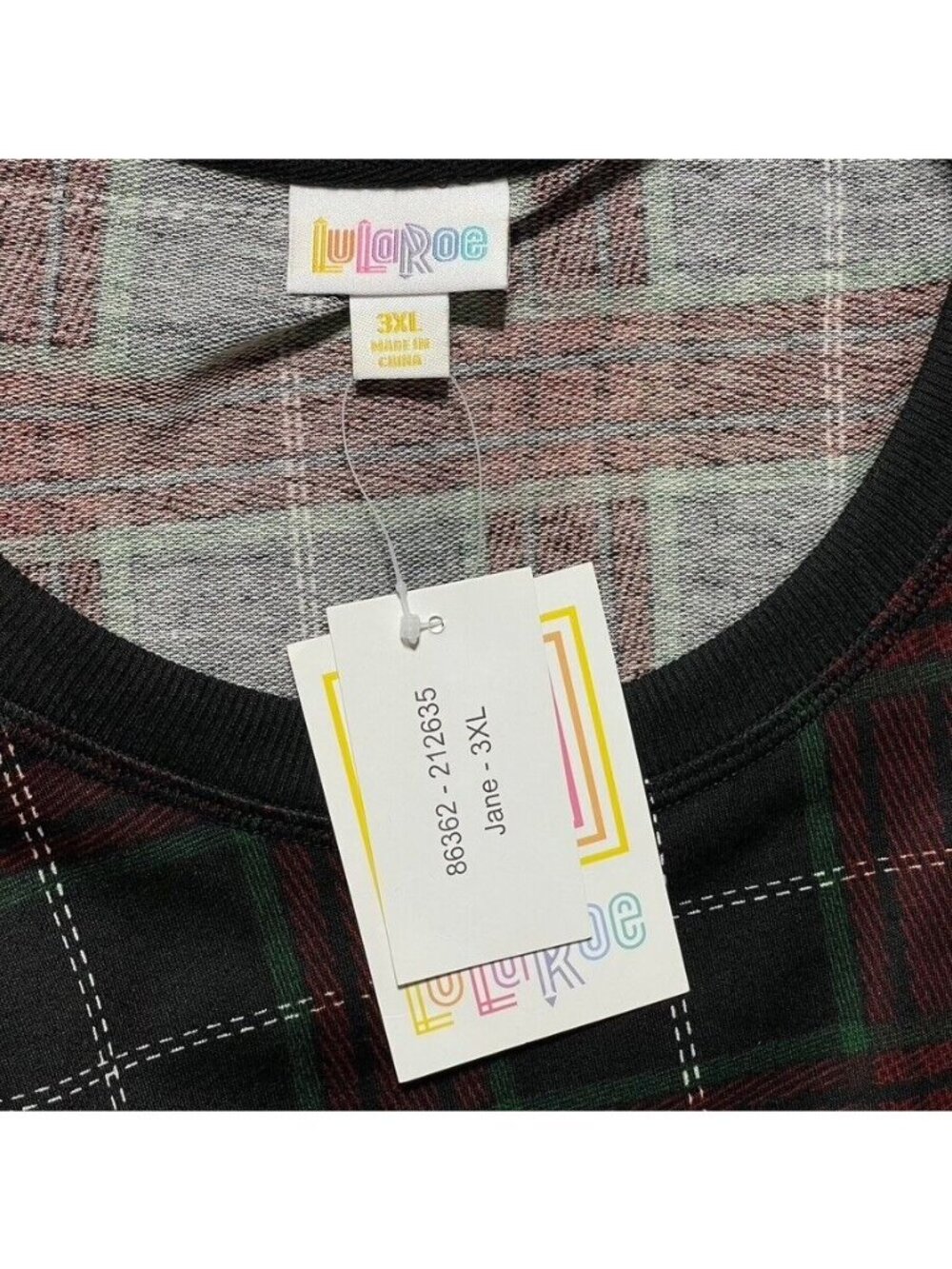 Lularoe Jane 3XL Womens Plaid Tunic Top Red & Black - Picture 3 of 6